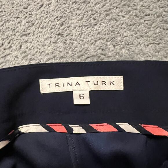 Trina Turk Dress Pants Womens 6 (32x33) Navy Blue  Straight Mid Rise - Picture 5 of 10